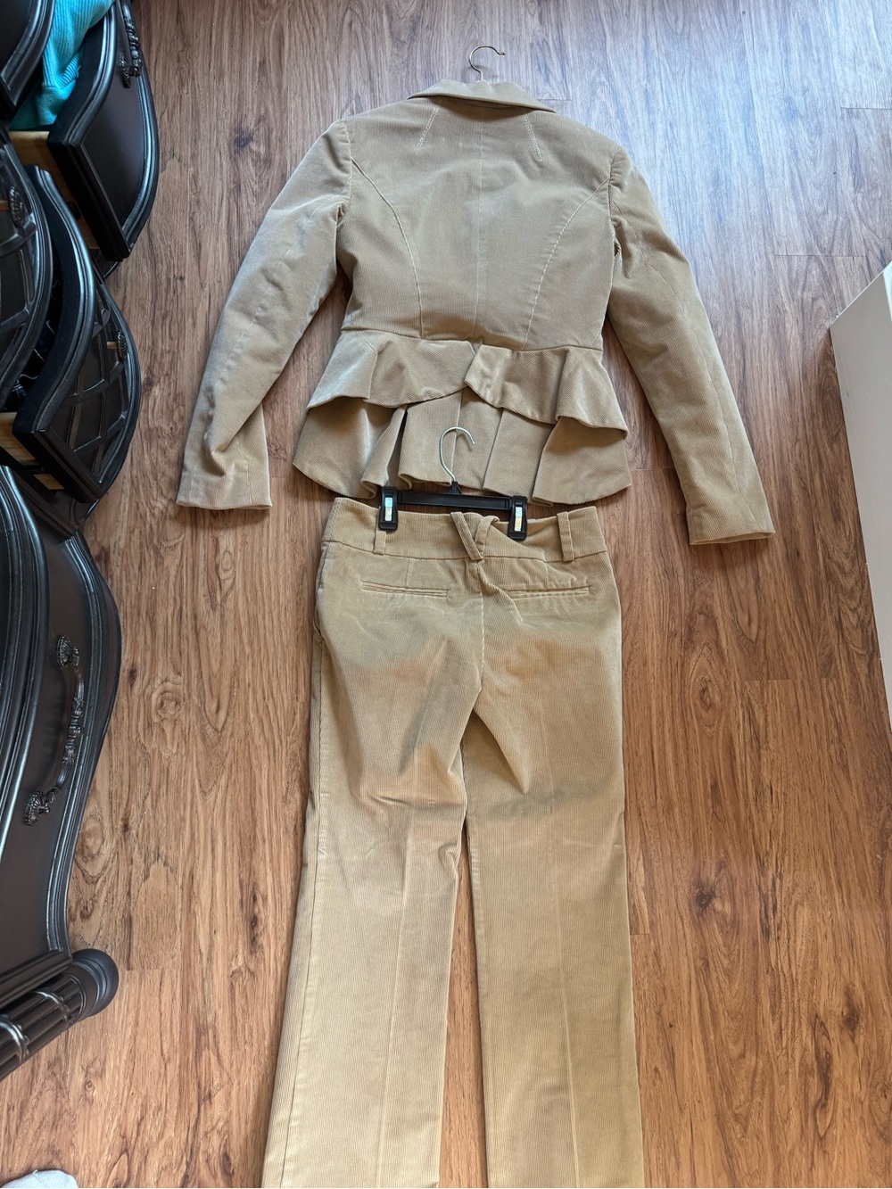 Bebe Peplum Beige Corduroy Blazer & Pants Set. - Picture 6 of 6